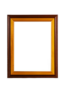 Empty blank retro wooden frame isolated on white