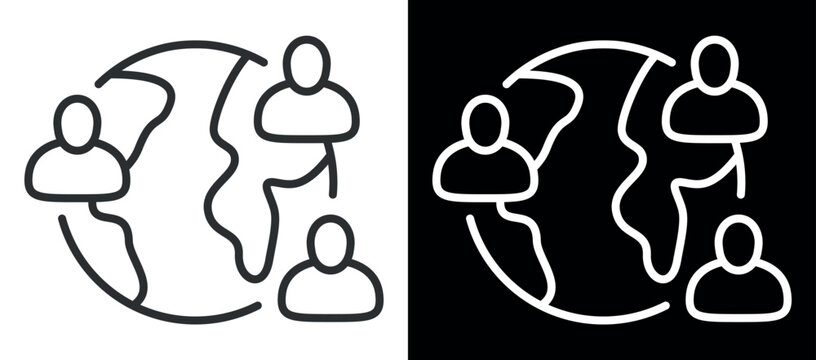 Diverse figures surrounding earth globe symbolizing global community and unity