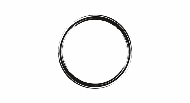 A rough, black brushstroke circle on a white background