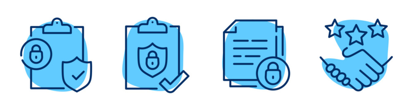 Security documents indicating trust and protection in icon set