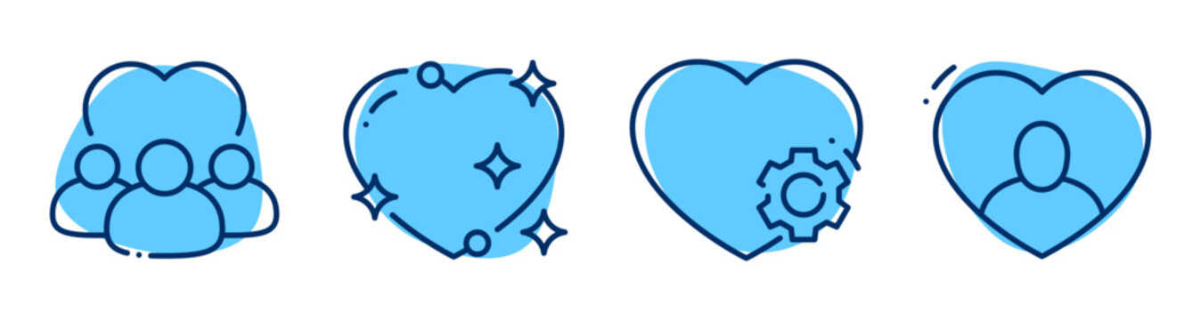 Heart and group icons representing community favorites and settings