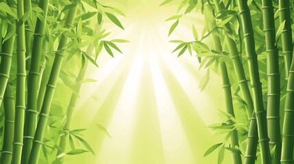 Naklejka premium Illustration of bamboo stalks and leaves with sunlight peeking through, creating a serene atmosphere