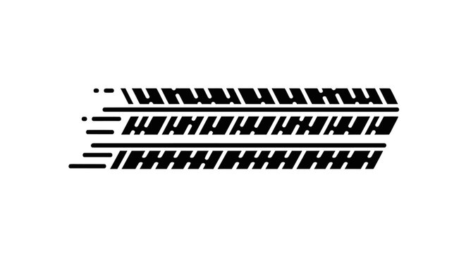 Tire track pattern vector design illustration in a simple black and white style