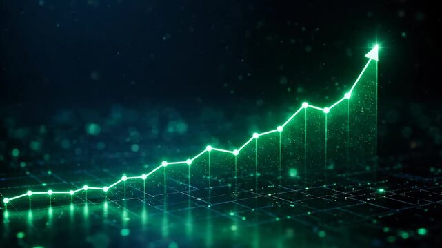 AI SEO assistant data, Financial growth stock market business chart green arrow success investment profit digital graph upward trend economy business growth chart financial