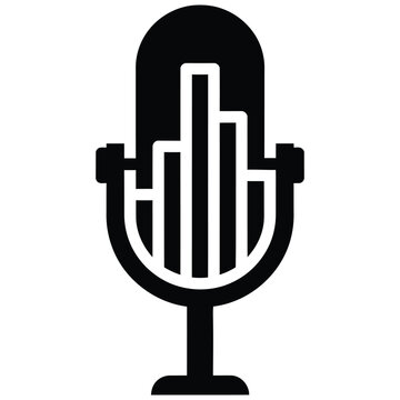 Microphone icon with internal bar chart graphic microphone business recording