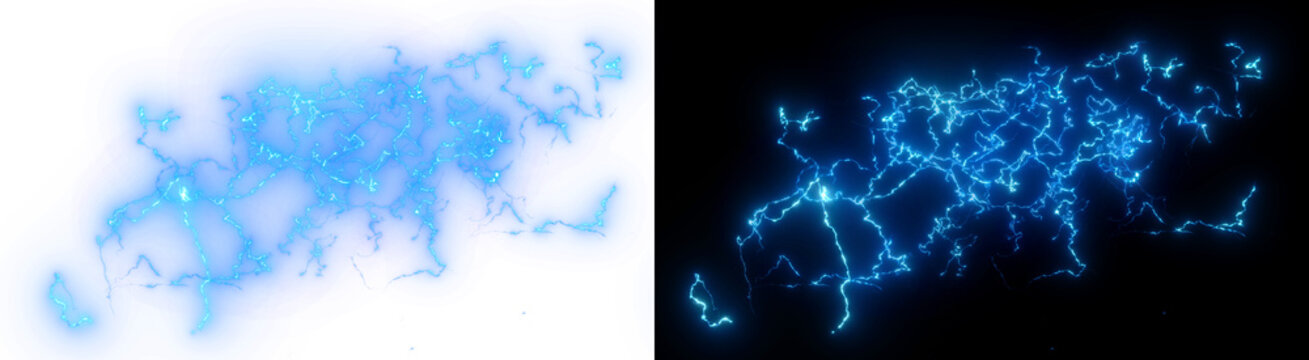 PNG image of&nbsp;Bright glowing electric blue lightning bolt effect creating a powerful energy discharge on transparent background. on transparent background