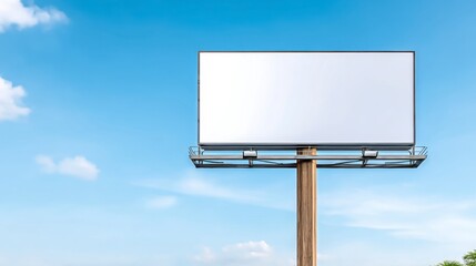Fototapeta premium A Blank Billboard Against a Clear Blue Sky Ready for Advertising Opportunities and Creative Campaigns
