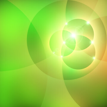Abstract soft gradient circles background illustration, luminous green bubble light design