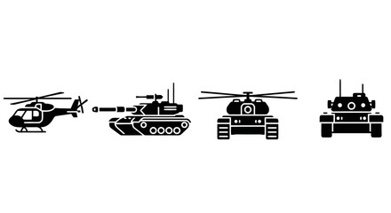 Set of military vehicles icons © Stock_Crafters