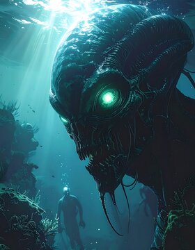 Giant alien creature emerges from deep ocean depths