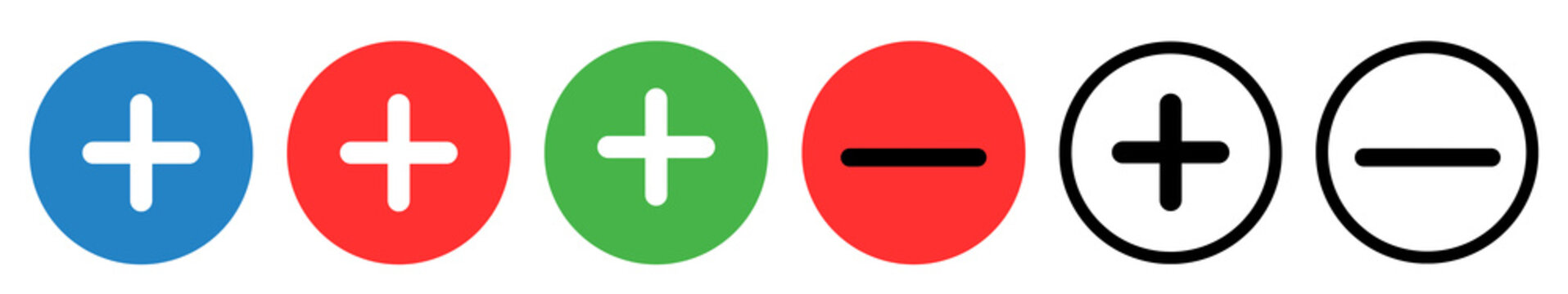 Plus and minus icon set. add and subtract symbols collection. mathematical operation concept. minimal vector illustration style
