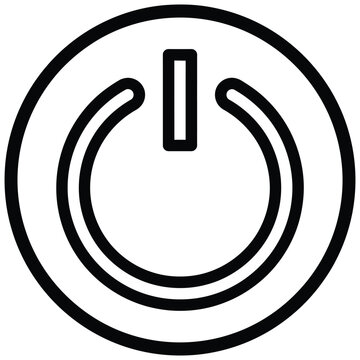 Power button icon symbol outline style with electronic activation shutdown