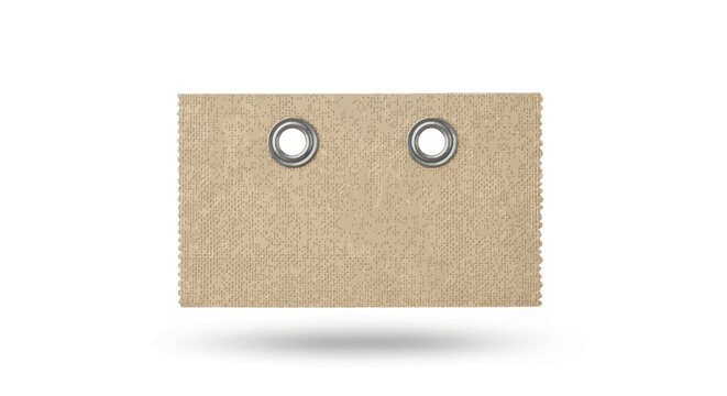 Textured Rectangle with Metallic Eyelets, Isolated on White Background with a Shadow.