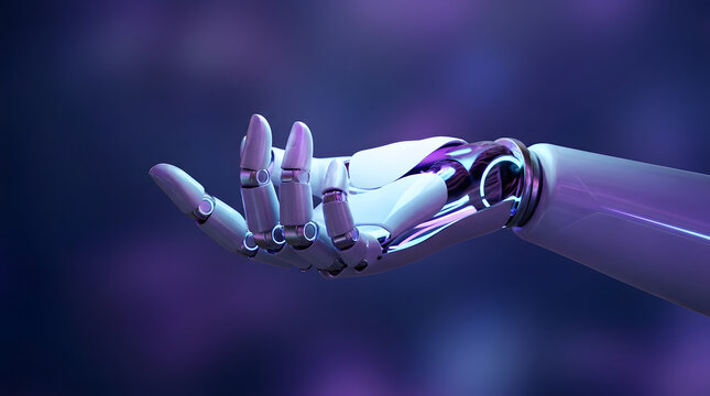 Futuristic Robotic Hand Reaching Out to the Future in Digital Space