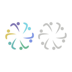 Obraz premium COLORFUL PEOPLE TOGETHER TEAMWORK SIGN SYMBOL SET VECTOR