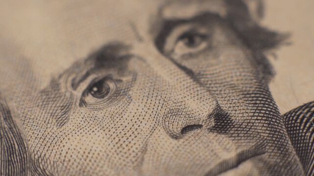A close-up of a twenty dollar bill. US President Jackson