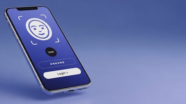 Secure smartphone biometric face recognition login, Digital mobile device security and authentication