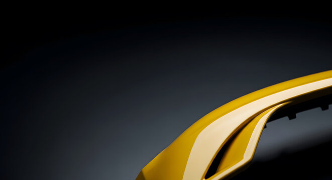 Elegant curvature and aerodynamic design of a modern yellow car bumper