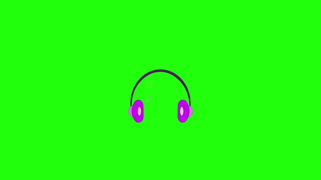 Color headphone icon animation. Headphones with sound animation. Illustration of a cartoon headphone icon on the Alpha channel.