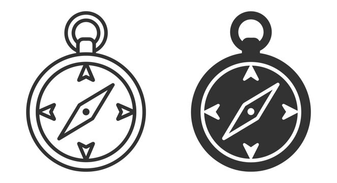 Travel and tourism navigation compass icons set with direction map guide pointer and orientation symbols on transparent background