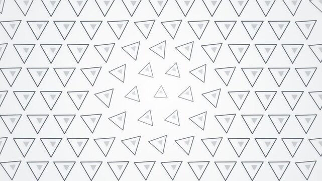 Minimalist White Triangle Loop - Clean Abstract Geometric Background, Seamless Corporate Motion Graphic with Floating Gray Triangles, Elegant High-Key Tech Backdrop