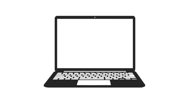 Minimalistic illustration of a laptop computer with a blank screen displayed