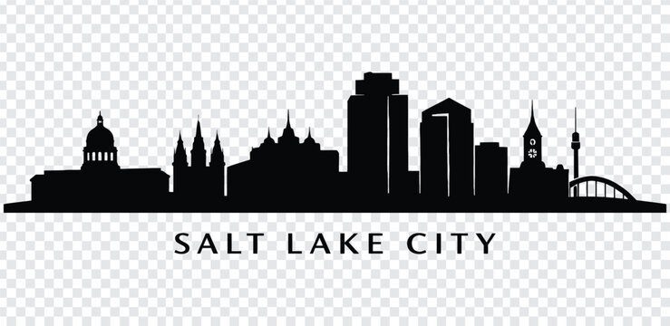 Black silhouette of salt lake city skyline