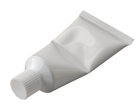 Closeup of a white tube of toothpaste isolated on Transparent Background PNG