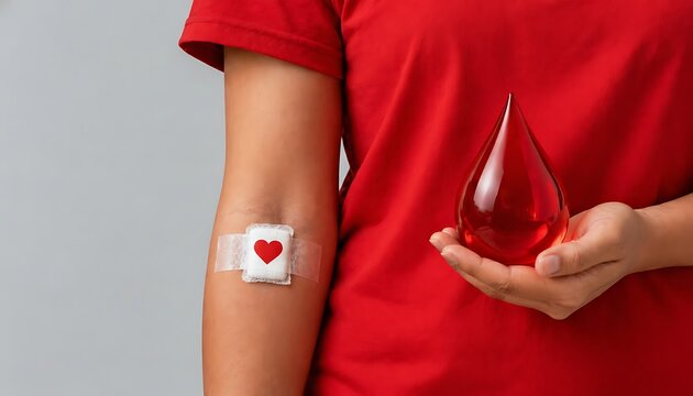 World blood donor day celebrating lifesaving donations with a symbolic blood drop and bandage