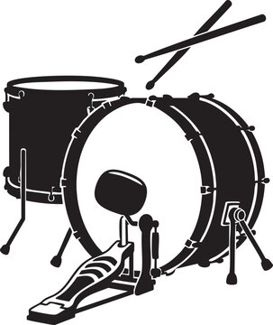 Black drum set with drumsticks