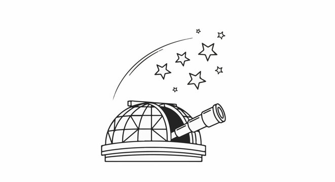 A telescope peers from an observatory dome towards a starry sky