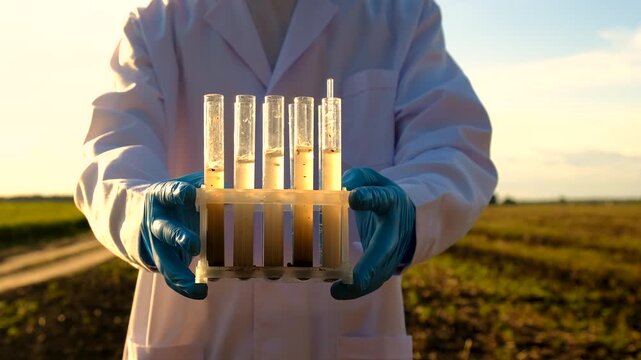 Field soil samples for analysis. Selective focus.