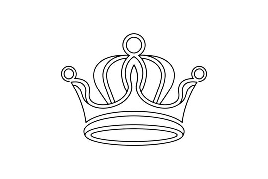 Black and white line of a classic royal crown monarch king queen