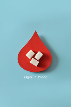 Blood Sugar Concept with Sugar Cubes Inside Red Drop