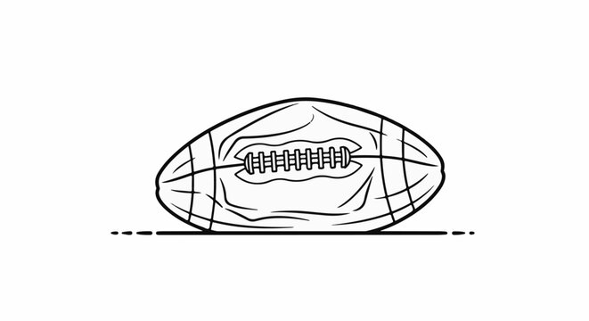 A black and white line drawing of a football on a plain background
