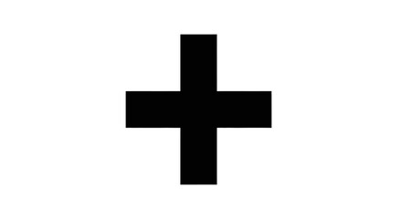 Fototapeta premium A bold black plus sign icon isolated on a clean white background.