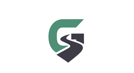 Fototapeta premium Abstract Logo Design Combining Letter G and Winding Road Imagery for Brand Identity