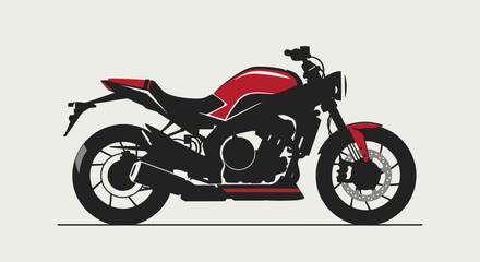 Obraz premium Minimalistic Illustration of a Sport Motorcycle with Red and Black Color Scheme, Clean Design