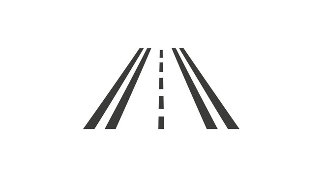 Minimalist representation of a highway leading towards an unknown destination on a white backdrop
