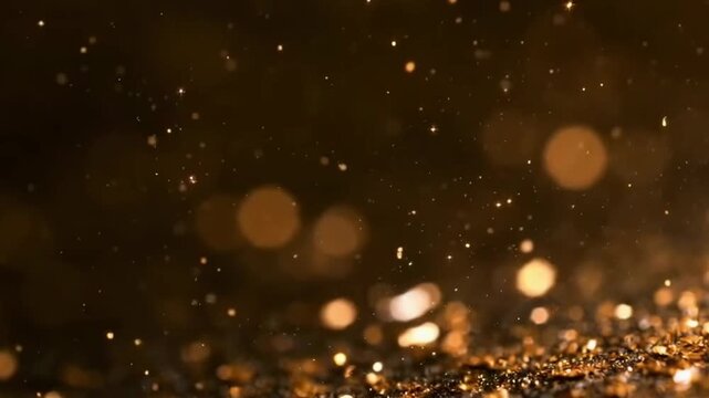Captivating Glimmers of Light: A Stunning Display of Glittering Particles and Sparkling Dust in a Vivid Golden Background, Creating a Mesmerizing Visual Experience
