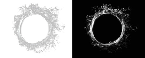 white smoke portal with thick vapor clouds and realistic puff overlay fog ring © Alehandro
