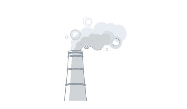 Minimal power plant chimney smoke air pollution flat vector illustration clean environmental concept