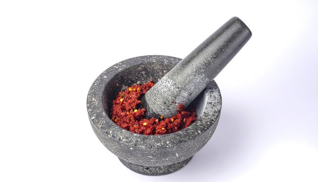 Authentic Sambal Terasi on Cobek &ndash; Traditional Indonesian Chili Paste