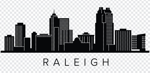 Black silhouette of raleigh city skyline with building outlines © MdshakiburRahman