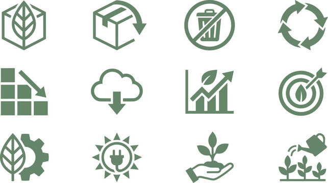 Green icons for eco friendly business.