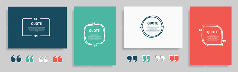 Modern minimalist quote frame collection with clean typography placeholders. Creative speech bubble and geometric border designs in flat style. Versatile layout for social media posts, inspirational p © There