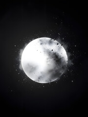 Obraz premium Abstract visualization of a fading light source turning into dust in dark space