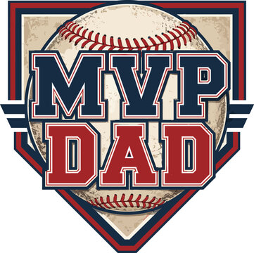 Vintage MVP Dad Baseball Badge, Retro Sports Father's Day Illustration
