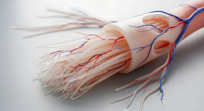 Anatomy of human nerve endings detail.