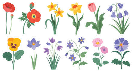 Fototapeta premium Diverse Floral Display: A vibrant assortment of botanical wonders in full bloom. spring flowers, colorful blossoms, garden collection, floral arrangement, nature's beauty.